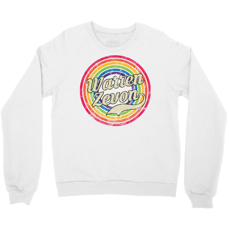 Warren Zevon  Retro Rainbow Girl Blue Crewneck Sweatshirt by azenirlongua | Artistshot