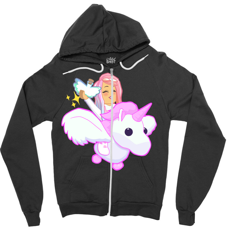 Pink Flying Unicorn Kids  Stars Zipper Hoodie | Artistshot