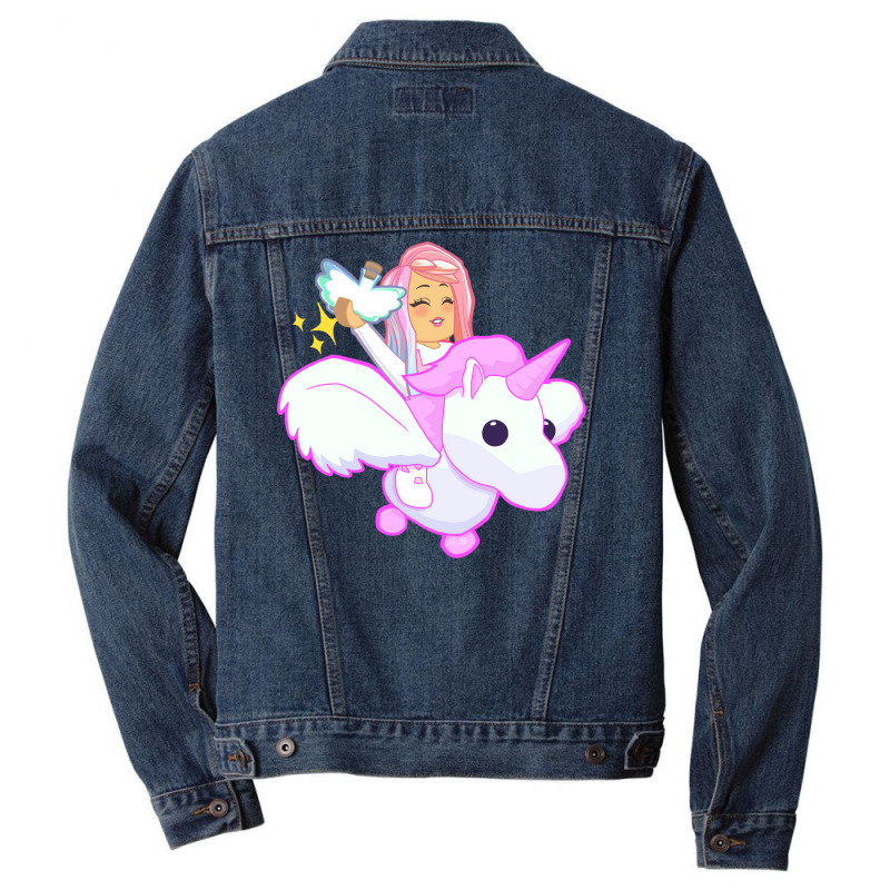 Pink Flying Unicorn Kids  Stars Men Denim Jacket | Artistshot