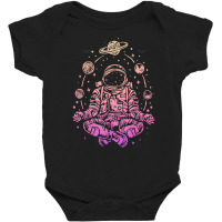 Meditating Astronaut Planets Colorful Lotus Women Meditation T Shirt Baby Bodysuit | Artistshot