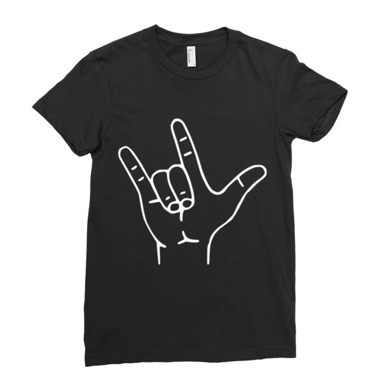 Asl I Love You Shirt   Ily Phrase In American Sign Language Long Sleev Ladies Fitted T-Shirt by thurz | Artistshot