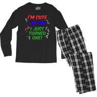 Im Cute Im Fun I Just Turned One 1st Milestone Birthday Baby Aesthetic Men's Long Sleeve Pajama Set | Artistshot