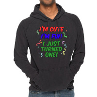 Im Cute Im Fun I Just Turned One 1st Milestone Birthday Baby Aesthetic Vintage Hoodie | Artistshot