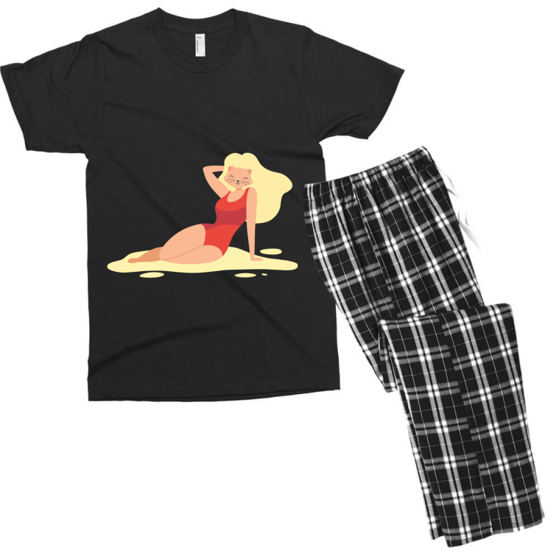 Sexy Anime Cat With Wig On Beach Men's T-shirt Pajama Set | Artistshot