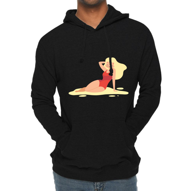 Sexy Anime Cat With Wig On Beach Lightweight Hoodie | Artistshot