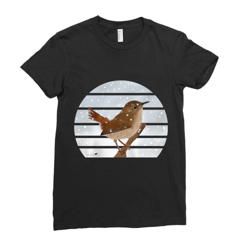 Wren Bird Snow Birdlover Birdwatcher Animal Biologist Premium Ladies Fitted T-Shirt by ChristinaMarieCavanaugh | Artistshot