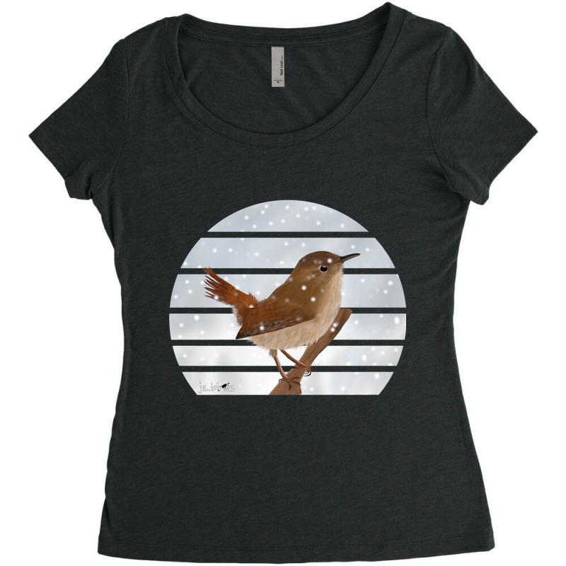 Wren Bird Snow Birdlover Birdwatcher Animal Biologist Premium Women's Triblend Scoop T-shirt by ChristinaMarieCavanaugh | Artistshot