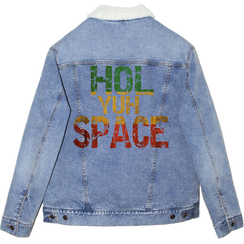 Jamaican Language, Hol Yuh Space, Close Enough Baby 80s Unisex Sherpa-lined Denim Jacket | Artistshot