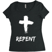 Hot Trend Repent From Sin Christian Lent Catholic Prayer Ash Wednesday Women's Triblend Scoop T-shirt | Artistshot