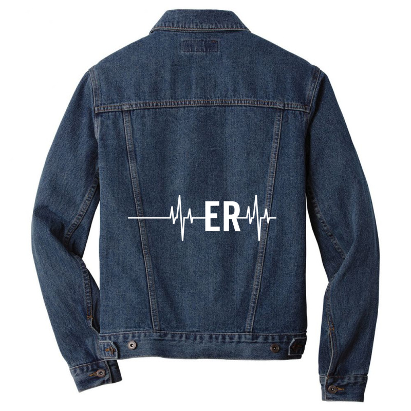 Emergency Medicine Physician Nurse Gift Er Heartbeat Pullover Men Denim Jacket | Artistshot