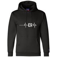 Emergency Medicine Physician Nurse Gift Er Heartbeat Pullover Champion Hoodie | Artistshot