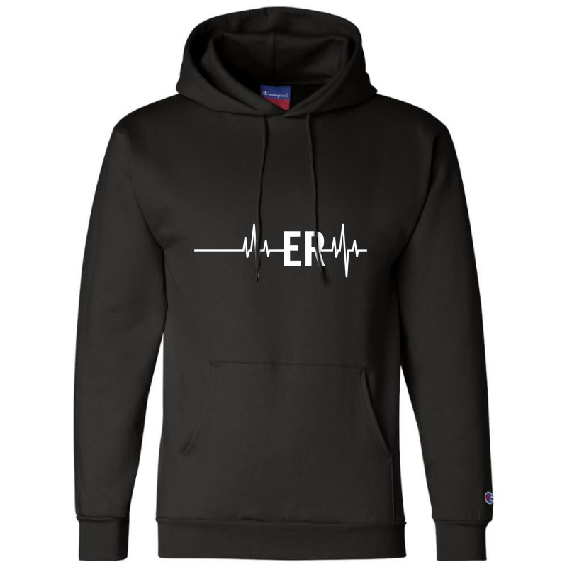 Emergency Medicine Physician Nurse Gift Er Heartbeat Pullover Champion Hoodie | Artistshot