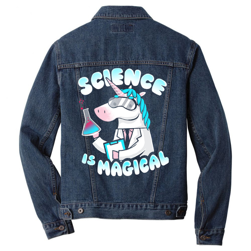 Science Is Magical Funny Lab Unicorn Rainbow Magic Men Denim Jacket by deurinnipahy | Artistshot