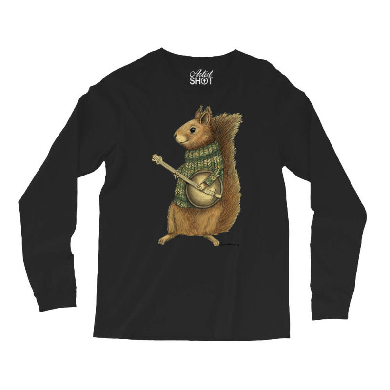 Squirrel With A Banjo Baby  Blue Long Sleeve Shirts | Artistshot