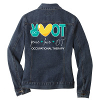 Peace Love Ot Ii  Occupational Therapy Baby  Cute  (1) Ladies Denim Jacket | Artistshot