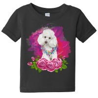 Watercolor Poodle With Flowers Baby Tee | Artistshot