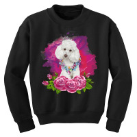 Watercolor Poodle With Flowers Youth Sweatshirt | Artistshot