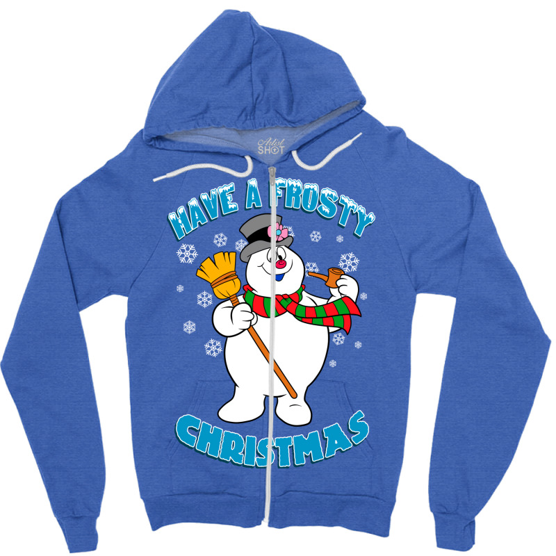 Frosty The Snowman Blue Zipper Hoodie | Artistshot