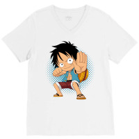 Luffy Jet Gift Red V-neck Tee | Artistshot