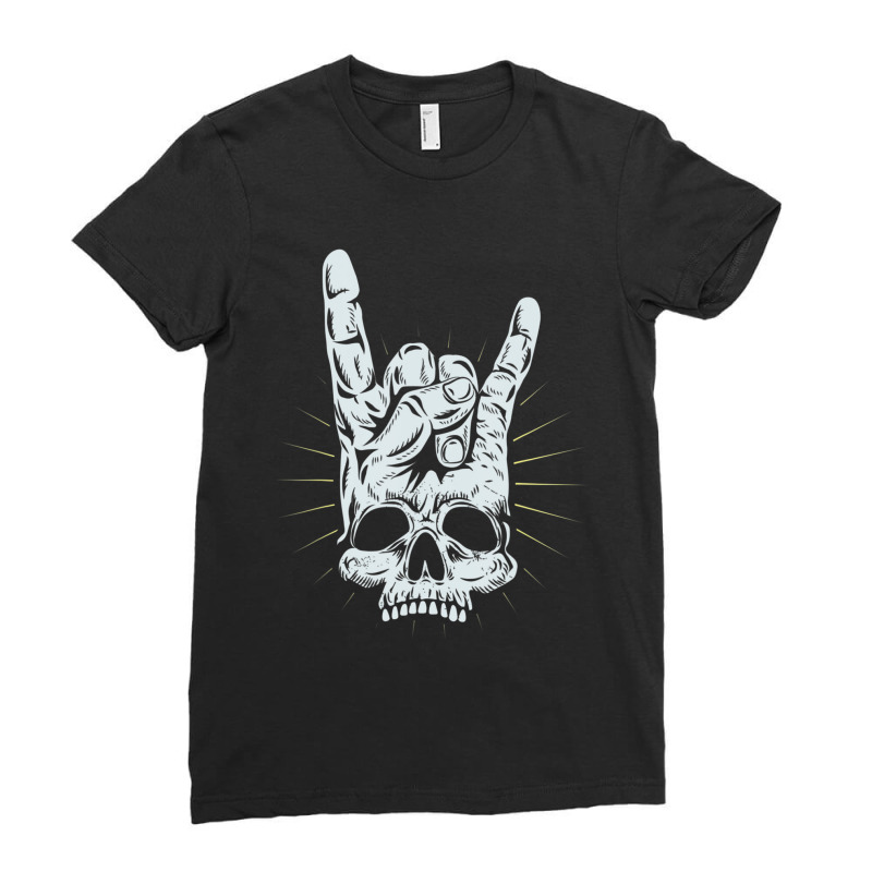 Hot Trend Rock And Roll Skull Hand Ladies Fitted T-Shirt by Sierra Dennis | Artistshot