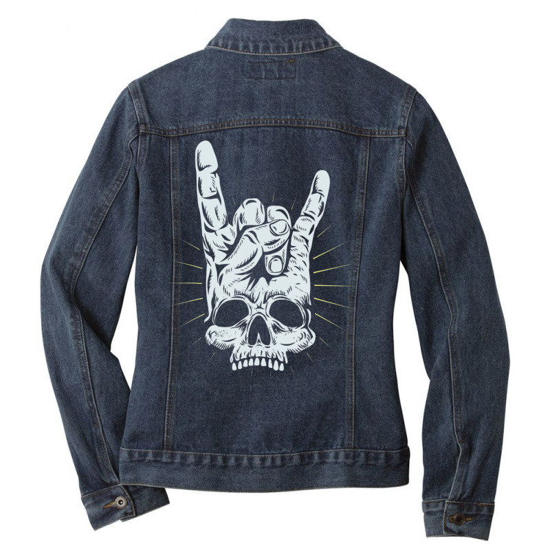 Hot Trend Rock And Roll Skull Hand Ladies Denim Jacket by Sierra Dennis | Artistshot