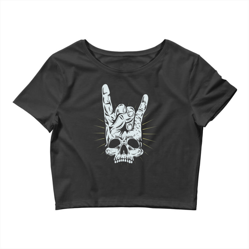 Hot Trend Rock And Roll Skull Hand Crop Top by Sierra Dennis | Artistshot