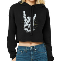 Hot Trend Rock And Roll Skull Hand Cropped Hoodie | Artistshot