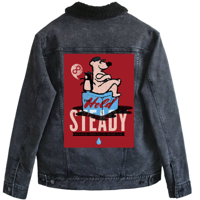 The Hold Steady Cover Bear And Penguin Baby Girl Unisex Sherpa-lined Denim Jacket | Artistshot