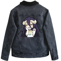 [ Sale ] Overlord   Albedo Chibi 14 Unisex Sherpa-lined Denim Jacket | Artistshot