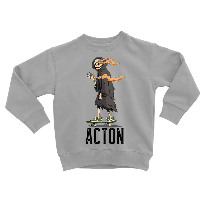 Limited Edition Acton Los Angeles California, Skeleton On A Skateboard Toddler Sweatshirt | Artistshot