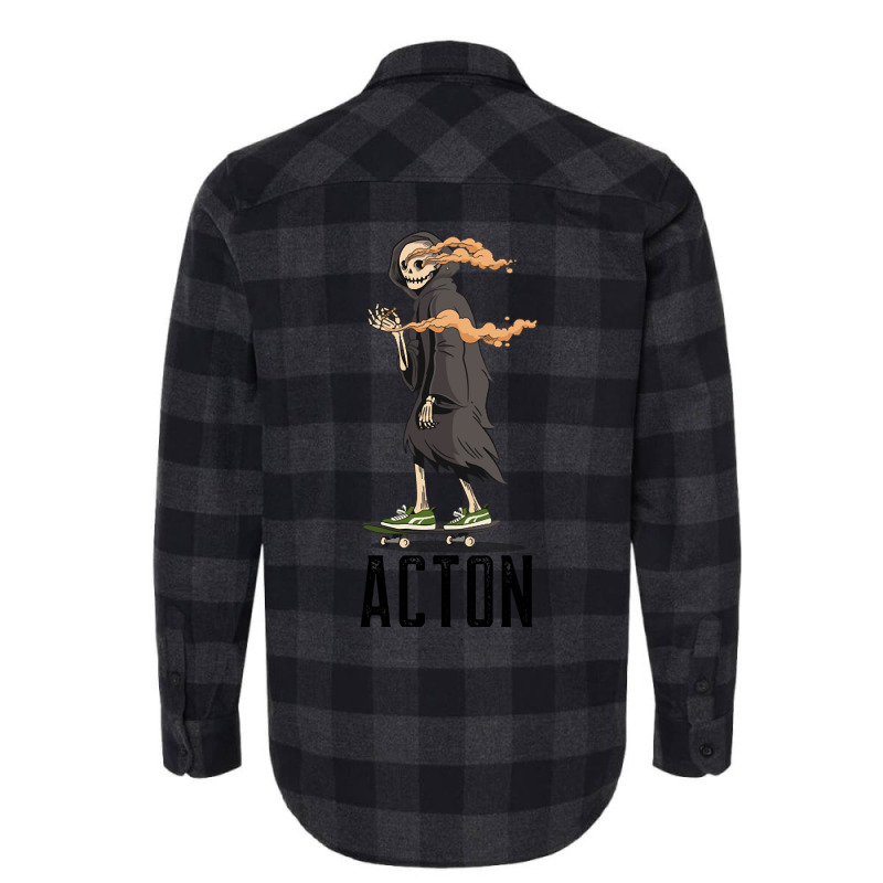 Limited Edition Acton Los Angeles California, Skeleton On A Skateboard Flannel Shirt | Artistshot