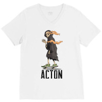 Limited Edition Acton Los Angeles California, Skeleton On A Skateboard V-neck Tee | Artistshot