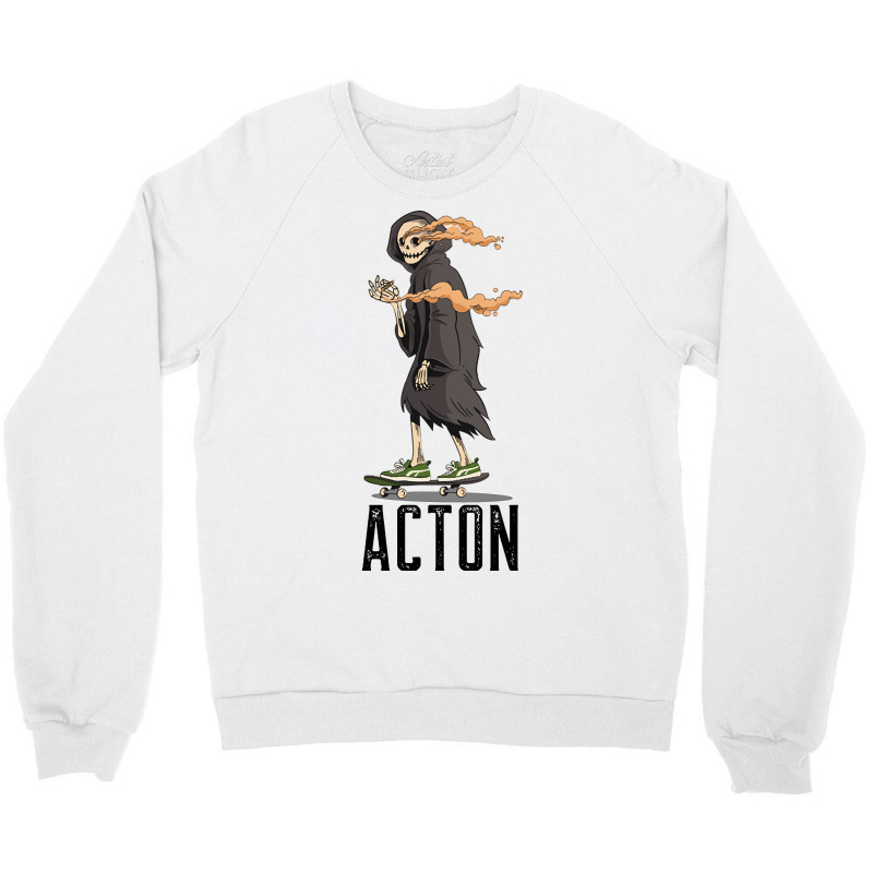 Limited Edition Acton Los Angeles California, Skeleton On A Skateboard Crewneck Sweatshirt | Artistshot