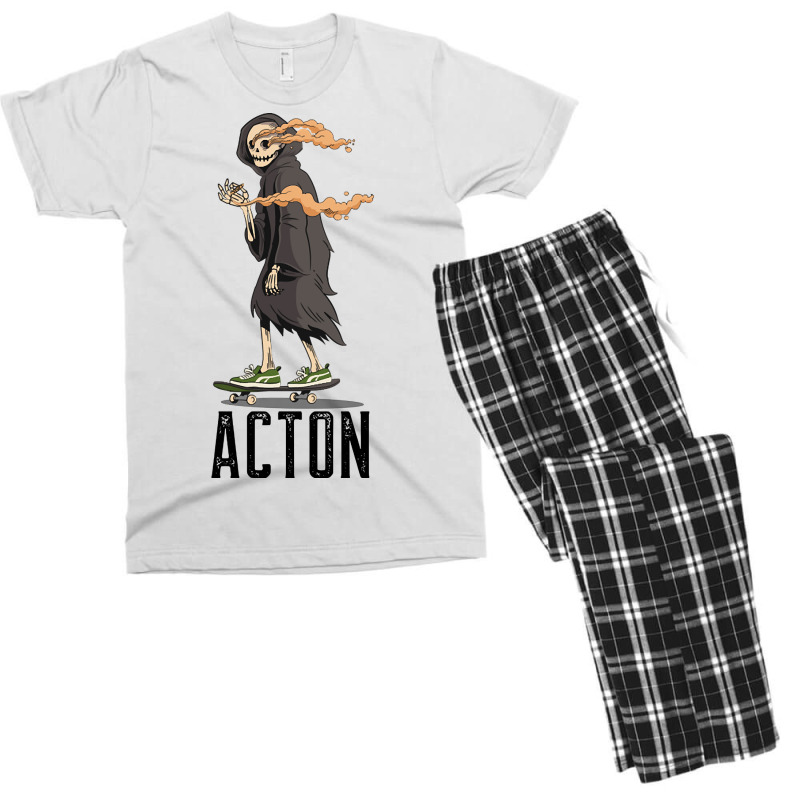 Limited Edition Acton Los Angeles California, Skeleton On A Skateboard Men's T-shirt Pajama Set | Artistshot