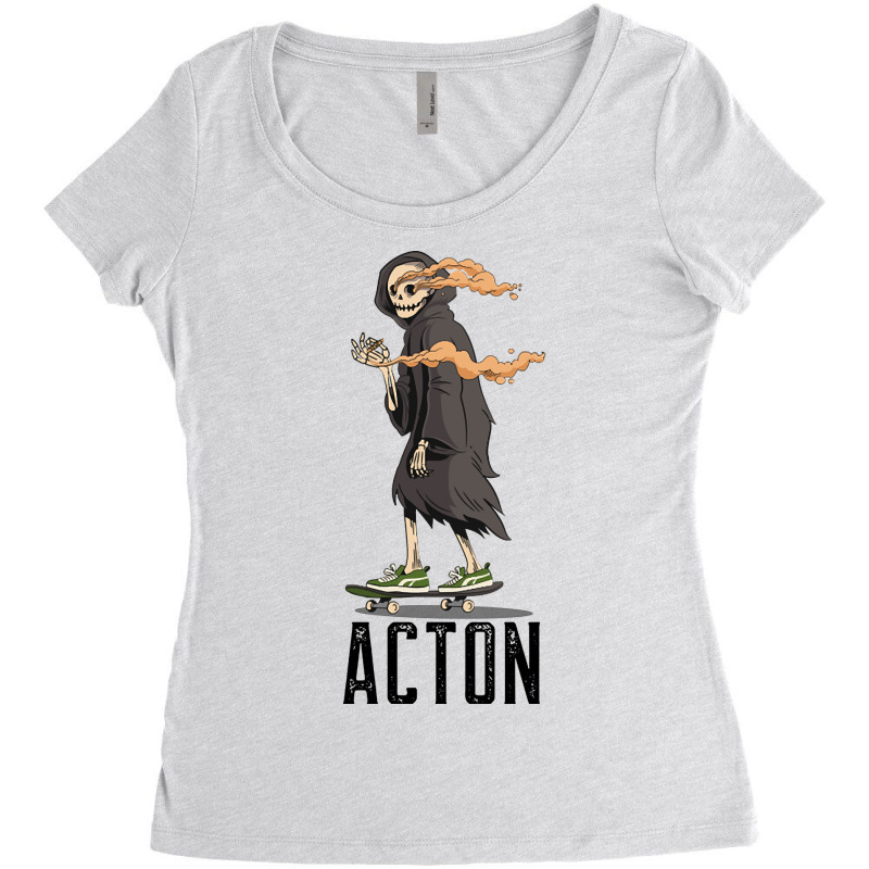 Limited Edition Acton Los Angeles California, Skeleton On A Skateboard Women's Triblend Scoop T-shirt | Artistshot