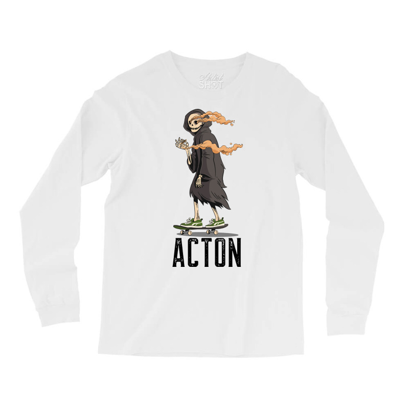 Limited Edition Acton Los Angeles California, Skeleton On A Skateboard Long Sleeve Shirts | Artistshot