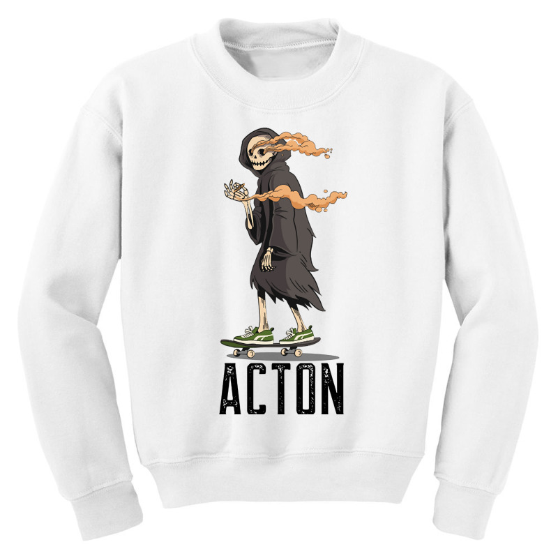 Limited Edition Acton Los Angeles California, Skeleton On A Skateboard Youth Sweatshirt | Artistshot