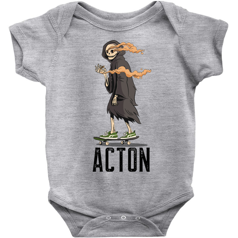 Limited Edition Acton Los Angeles California, Skeleton On A Skateboard Baby Bodysuit | Artistshot