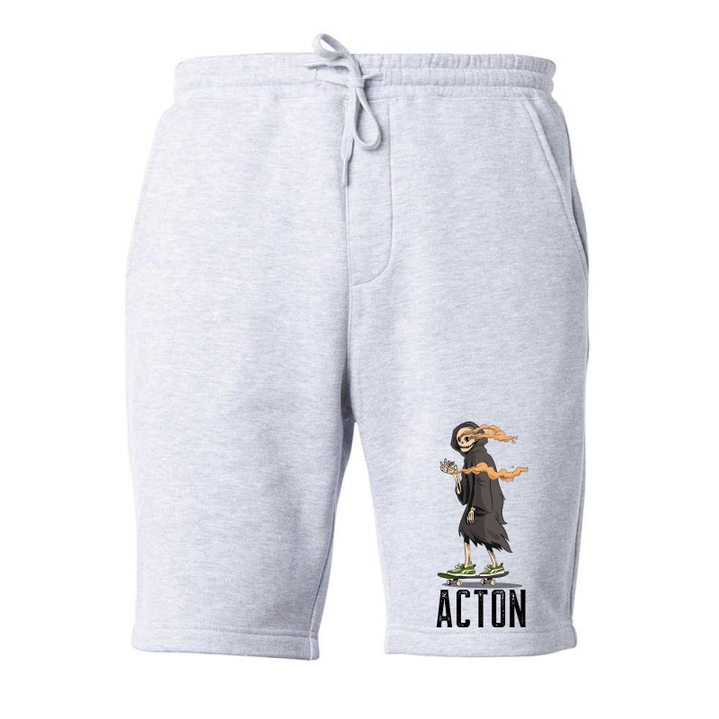 Limited Edition Acton Los Angeles California, Skeleton On A Skateboard Fleece Short | Artistshot