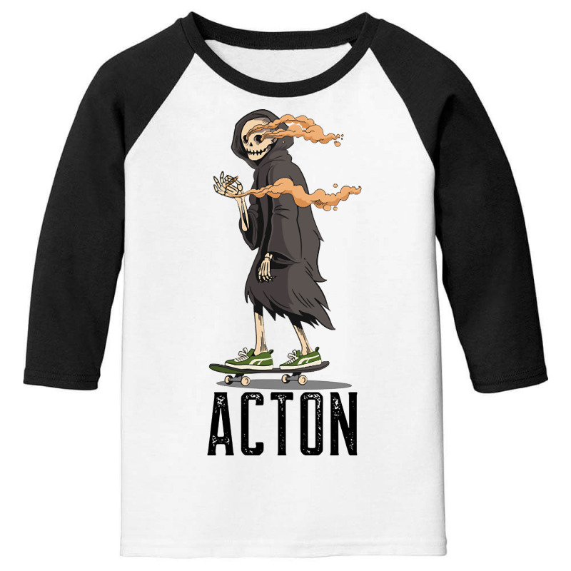 Limited Edition Acton Los Angeles California, Skeleton On A Skateboard Youth 3/4 Sleeve | Artistshot