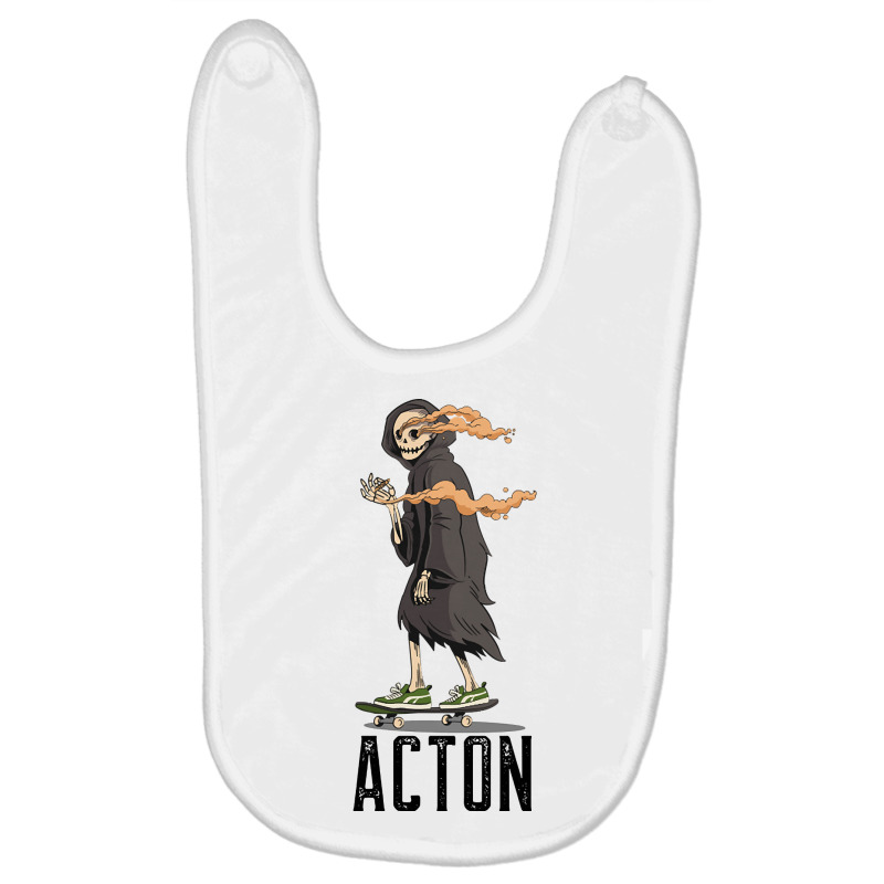 Limited Edition Acton Los Angeles California, Skeleton On A Skateboard Baby Bibs | Artistshot