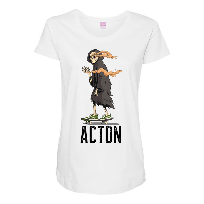 Limited Edition Acton Los Angeles California, Skeleton On A Skateboard Maternity Scoop Neck T-shirt | Artistshot