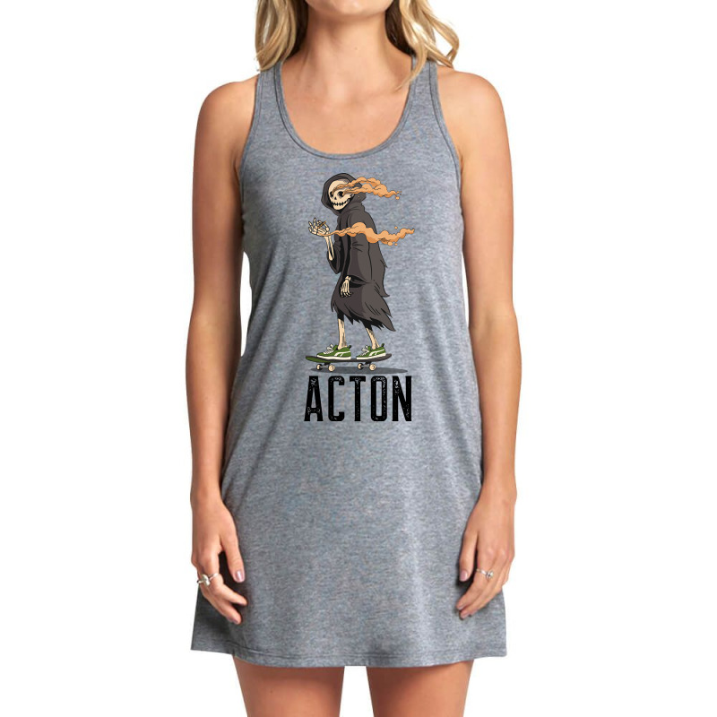 Limited Edition Acton Los Angeles California, Skeleton On A Skateboard Tank Dress | Artistshot