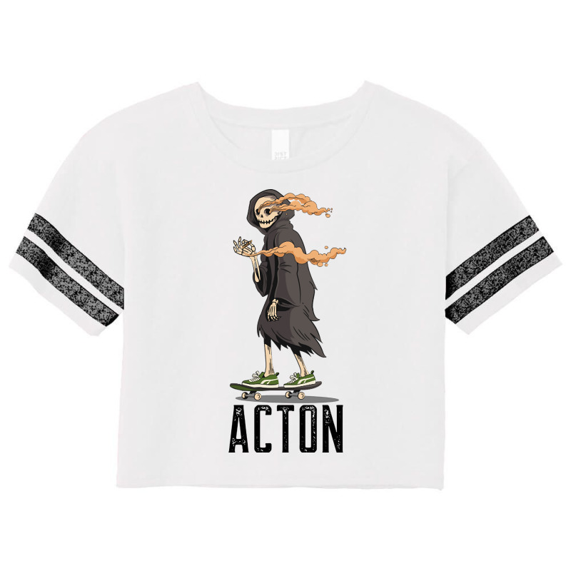 Limited Edition Acton Los Angeles California, Skeleton On A Skateboard Scorecard Crop Tee | Artistshot