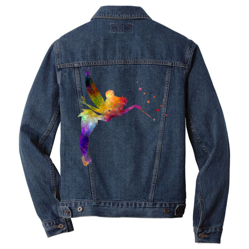 Tinkerbell In Watercolor Baby Trending Men Denim Jacket | Artistshot