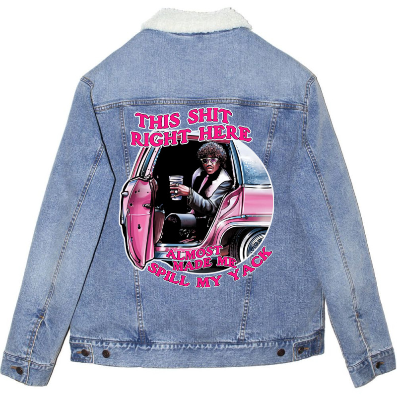 Pinky This Shit Right Here Almost Made Me Spill My Yack Red Unisex Sherpa-lined Denim Jacket | Artistshot