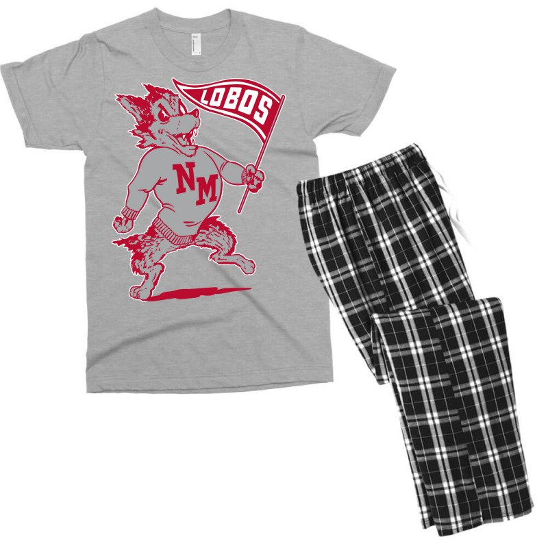 Vintage Looking Unm Lobos Yellow Red Men's T-shirt Pajama Set | Artistshot