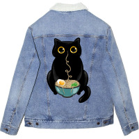 Ramen Cat Love Unisex Sherpa-lined Denim Jacket | Artistshot