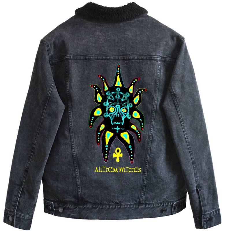 Toutes Les Sorcières Atw Crâne Coloré Tri Blend Unisex Sherpa-lined Denim Jacket | Artistshot