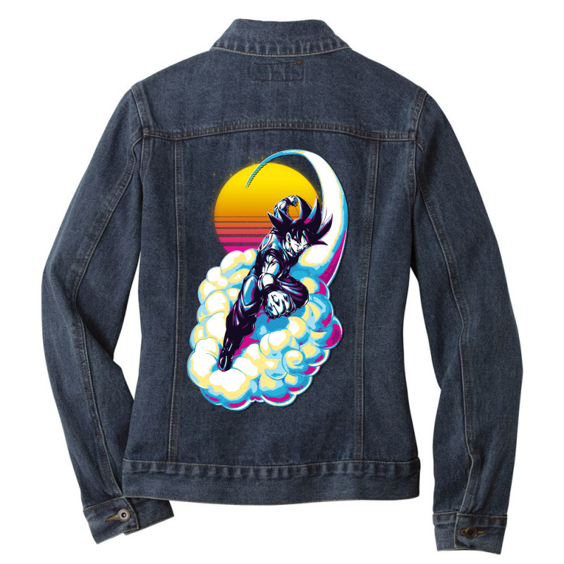 Goku With Kinton Cloud Ladies Denim Jacket by apeinz | Artistshot